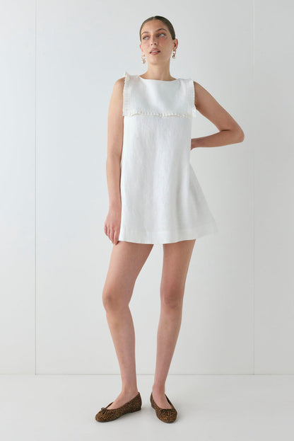Agnes Linen Mini Dress White
