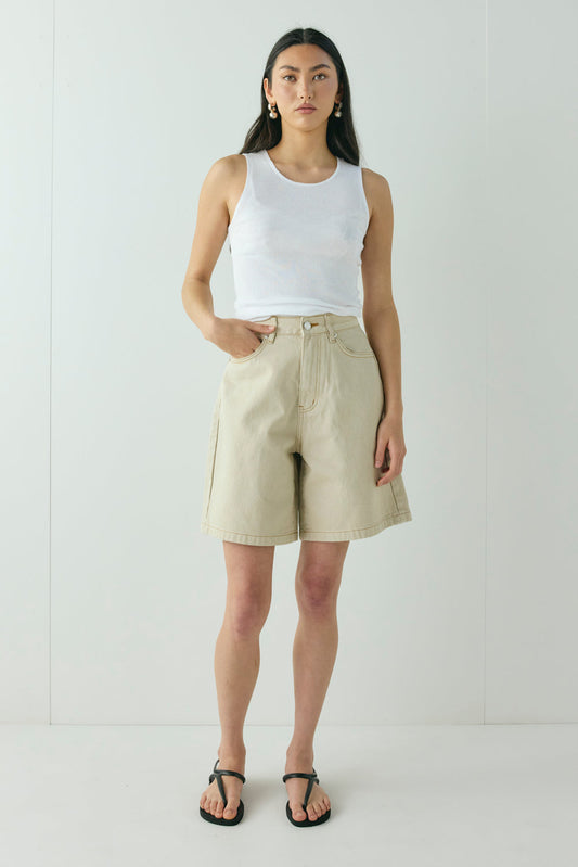 Willa Denim Shorts Taupe
