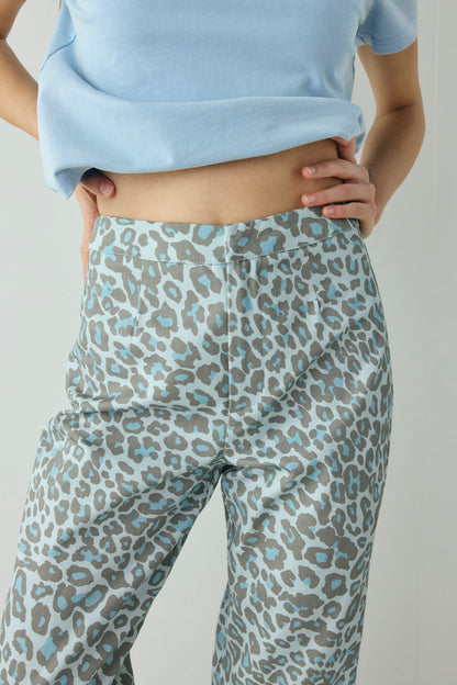 Rue Pants Blue Leopard