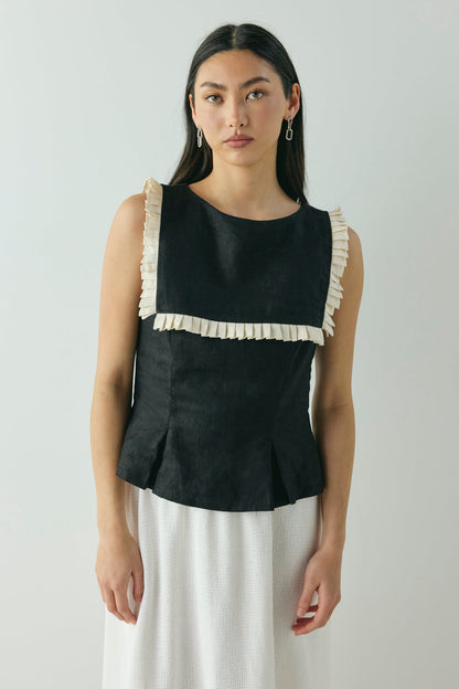 Indra Linen Top Black