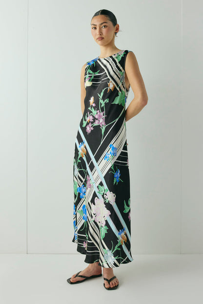Axelle Satin Midi Dress Zari