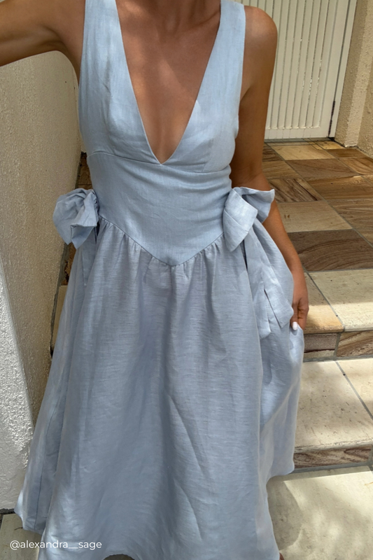 Daphne Linen Midi Dress Powder